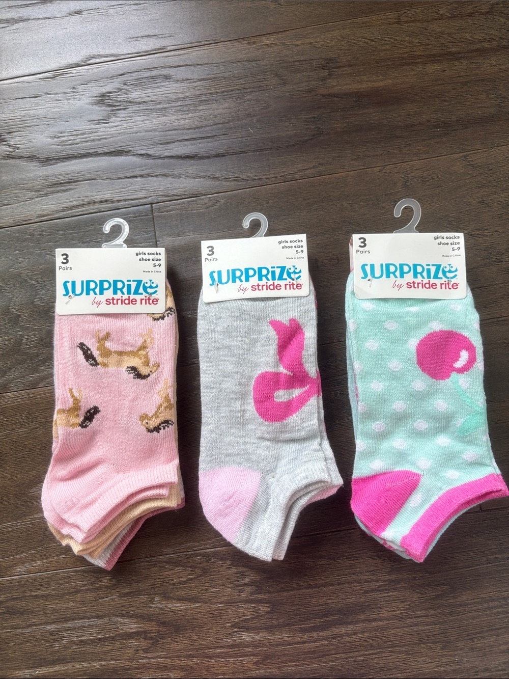 Stride rite Surprise 9 pair,3 3 pack ankle,pattern,bow,cactus,horses,boots,solid
